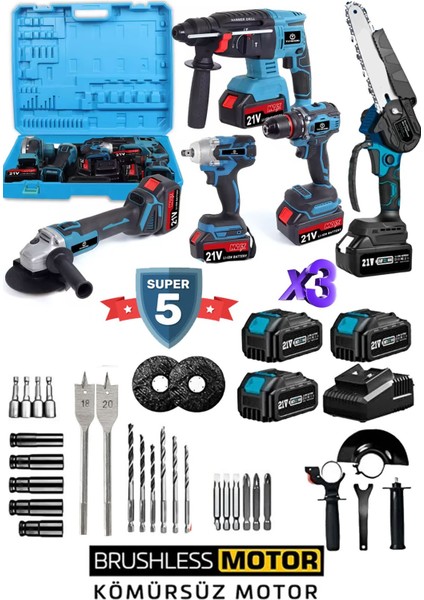 Muhteşem 5'li Süper Dal Budam Budama Testeresi Kırıcı Delici Taşlama Matkap Somun Seti + 20AKSESUAR fiyatları