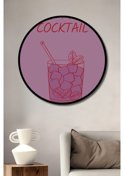 Çerçeve Görünümlü Önce Kokteyl Ahşap Mdf Dekoratif Işyeri Duvar Tablo Yuvarlak Işyeri Duvar Tablo