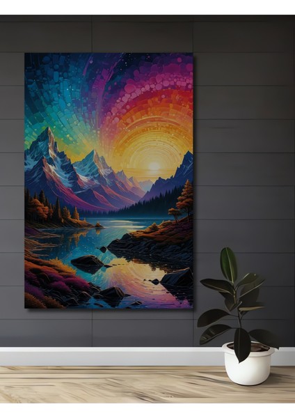 Renkli Dağ Manzarası Dekoratif Ahşap Mdf Ev/işyeri Duvar Tablo Dikdörtgen Ev/işyeri Duvar Tablo