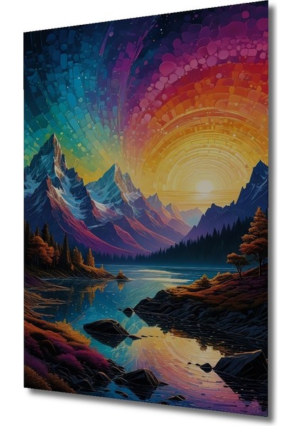 Renkli Dağ Manzarası Dekoratif Ahşap Mdf Ev/işyeri Duvar Tablo Dikdörtgen Ev/işyeri Duvar Tablo fiyatları