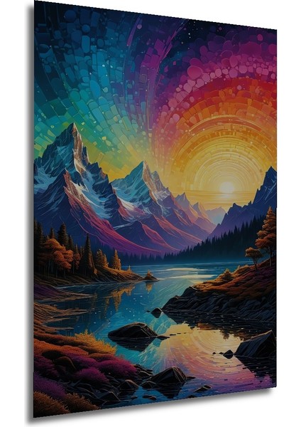 Renkli Dağ Manzarası Dekoratif Ahşap Mdf Ev/işyeri Duvar Tablo Dikdörtgen Ev/işyeri Duvar Tablo modelleri