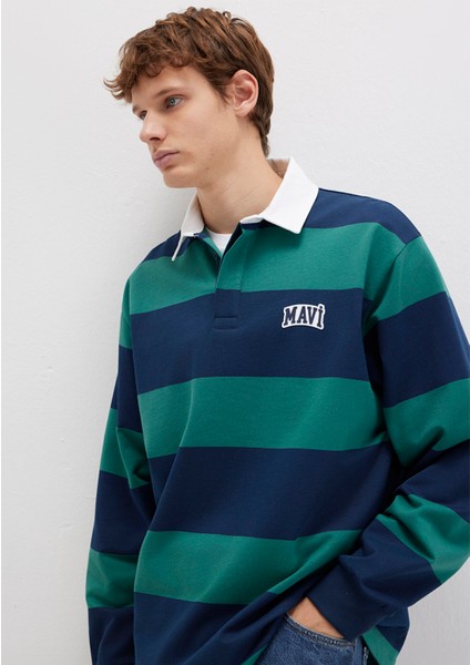 Mavi Logo Çizgili Lacivert Sweatshirt 0S10371-70497