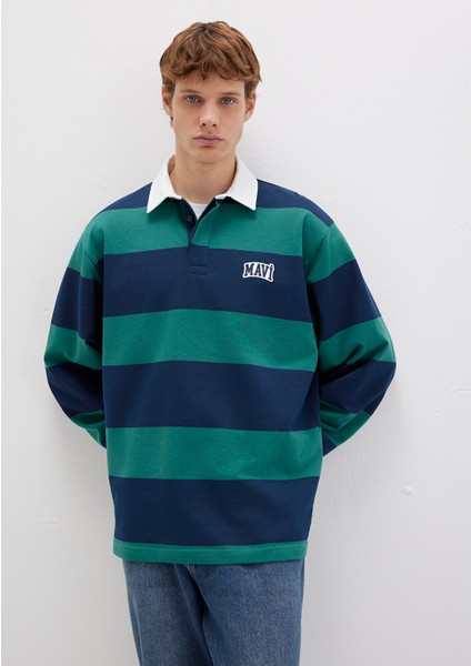 Mavi Logo Çizgili Lacivert Sweatshirt 0S10371-70497