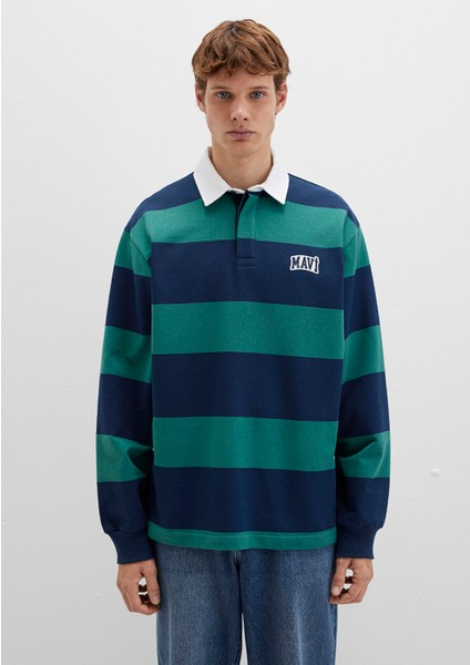 Mavi Logo Çizgili Lacivert Sweatshirt 0S10371-70497