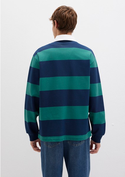 Mavi Logo Çizgili Lacivert Sweatshirt 0S10371-70497