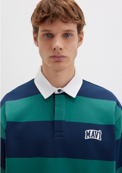 Mavi Logo Çizgili Lacivert Sweatshirt 0S10371-70497