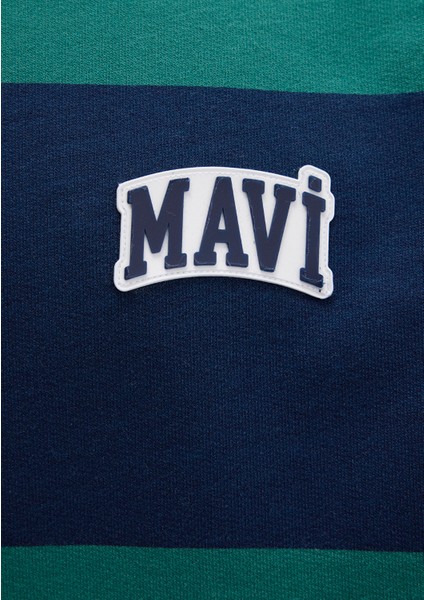 Mavi Logo Çizgili Lacivert Sweatshirt 0S10371-70497