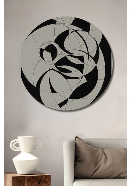 Soyut Sanat Geometrik Ahşap Mdf Dekoratif Ev/işyeri Duvar Tablo Yuvarlak Ev/işyeri Duvar Tablo
