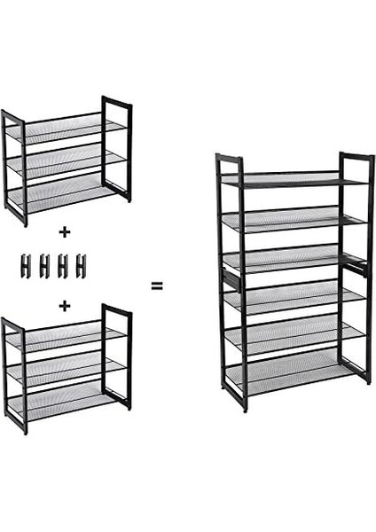 3 Katlı Metal Ayakkabı Rafı, Fileli Raf, Ayarlanabilir Koyma Alanlı Düz Veya Açılı Raf Zeminleri, Koridor, Giriş Alanı Için Istiflenebilir Depo Rafı, 74X62,8X30,7 Cm, Siyah, LMR03B fiyatları