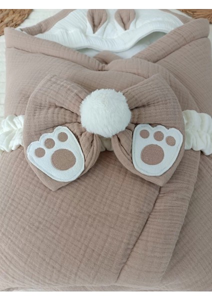 Yenidoğan 4 Kat Müslin Kumaş Kulaklı Patili Fiyonk Bebek Battaniyesi Kundak Yeşil fiyatları