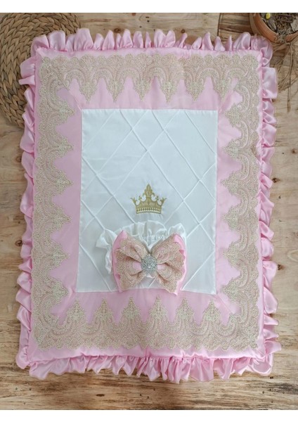 Yenidoğan Grand Lüks Kelebek Ağır Güpür Işlemeli Şapkalı Bebek Battaniyesi Kundak Pembe modelleri