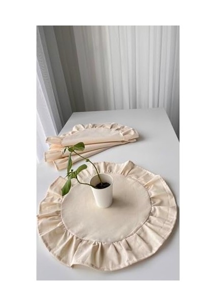 Alamode Ham Fırfırlı Yuvarlak Servisi 4’lü Set 40X40CM modelleri