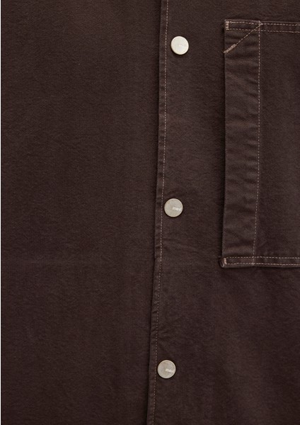 Cep Detaylı Kahverengi Gömlek 0211779-70219