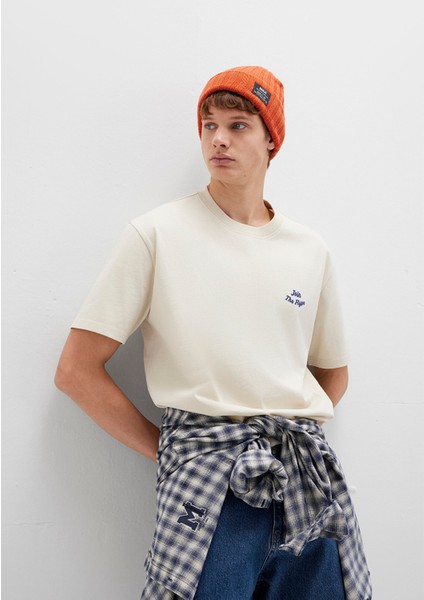 Baskılı Bej Tişört 0613046-70140