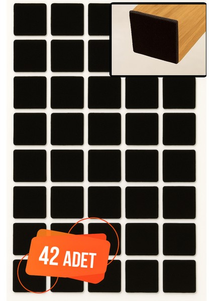 Yapışkanlı Mobilya Masa Sandalye Parke Zemin Ayak Koruyucu Kaydırmaz Keçesi 30 mm Siyah (42 Adet)