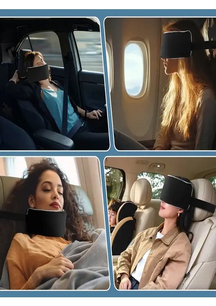 Seyahat Kafa Bandı – Uçak, Otobüs ve Araba Yolculukları Için Rahat Uyku Desteği – Ayarlanabilir Elastik Kayışlı