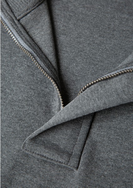 Düğme Detaylı Dik Yaka Gri Sweatshirt 0S10472-80018