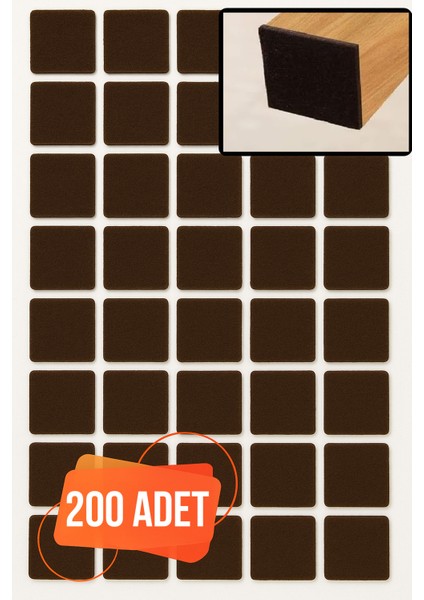 Yapışkanlı Mobilya Masa Sandalye Parke Zemin Ayak Koruyucu Kaydırmaz Keçesi 20 mm (200 Adet)