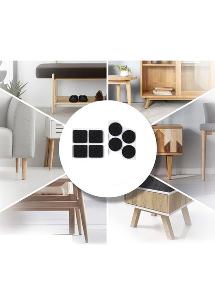 Yapışkanlı Mobilya Masa Sandalye Parke Zemin Ayak Koruyucu Kaydırmaz Keçesi 30 mm Siyah (63 Adet) modelleri
