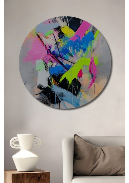 Renklerin Dansı Dekoratif Ahşap Mdf Ev/işyeri Duvar Tablo Yuvarlak Ev/işyeri Duvar Tablo