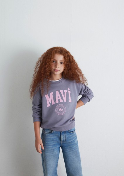 Mavi Logo Baskılı Mor Sweatshirt 7S10170-88095