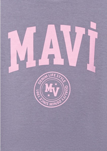 Mavi Logo Baskılı Mor Sweatshirt 7S10170-88095