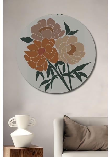 Boğa Burcu Çiçekli Ahşap Mdf Dekoratif Ev/işyeri Duvar Tablo Yuvarlak Ev/işyeri Duvar Tablo