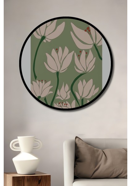 Çerçeve Görünümlü Tokyo Çiçek Pazarı Dekoratif Ahşap Mdf Ev Duvar Tablo Yuvarlak Ev Duvar Tablo