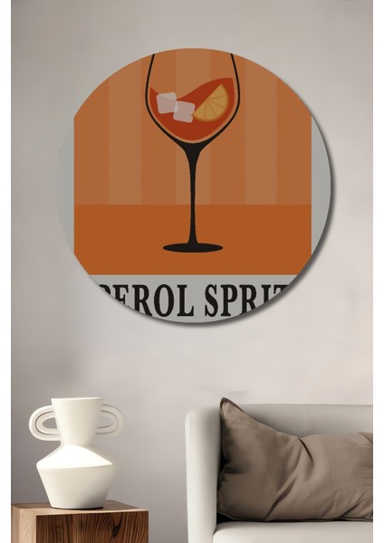 Aperol Spritz Dekoratif Ahşap Mdf Ev/işyeri Duvar Tablo Yuvarlak Ev/işyeri Duvar Tablo