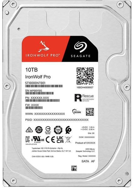 Ironwolf Pro 10TB 7200RPM 256MB Sata3 6gbit/sn ST10000NT001 Nas HDD