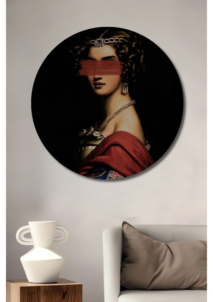 Barok Stil Kadın Portresi Dekoratif Ahşap Mdf Ev/işyeri Duvar Tablo Yuvarlak Ev/işyeri Duvar Tablo