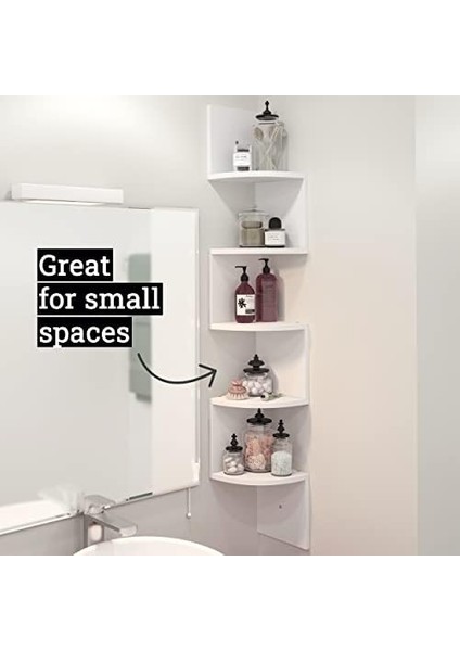 Köşe Rafı, 5 Katlı, Duvar Montajı Ceviz modelleri