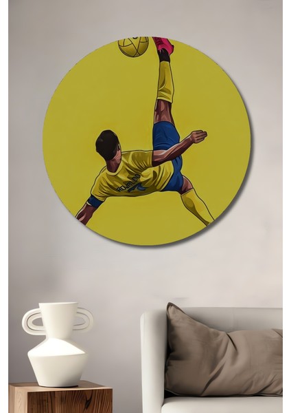 Futbol Akrobatı Dekoratif Ahşap Mdf Ev/işyeri Duvar Tablo Yuvarlak Ev/işyeri Duvar Tablo