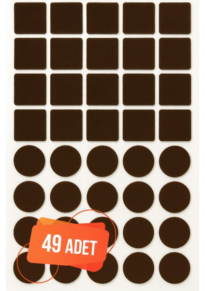 Yapışkanlı Sessiz Mobilya Masa Sandalye Parke Zemin Ayak Koruyucu Keçe Seti 28-30 mm (49'lu Paket)