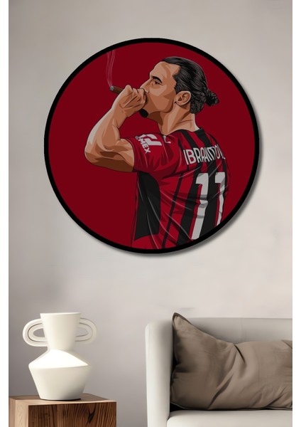 Çerçeve Görünümlü Ibrahimoviç Dekoratif Ahşap Mdf Işyeri Duvar Tablo Yuvarlak Işyeri Duvar Tablo