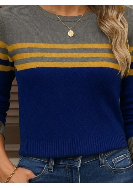 Eyesof Kadın Uzun Kollu Bisiklet Yaka Çok Renkli Triko Bluz fiyatları