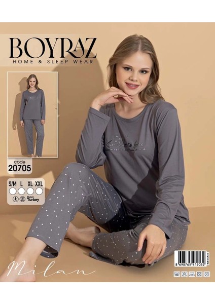 Boyraz 20705 Kadın Milan Uzun Kol Pijama Takımı