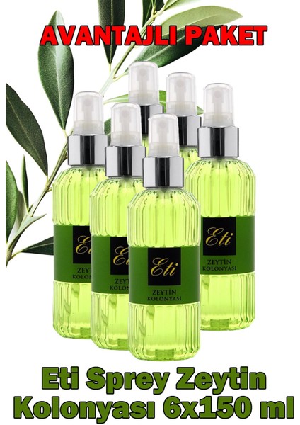 Eti Sprey Zeytin Kolonyası 150 ml 6 Adet