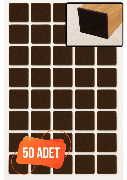 Yapışkanlı Mobilya Masa Sandalye Parke Zemin Ayak Koruyucu Kaydırmaz Keçesi 20 mm (50 Adet)