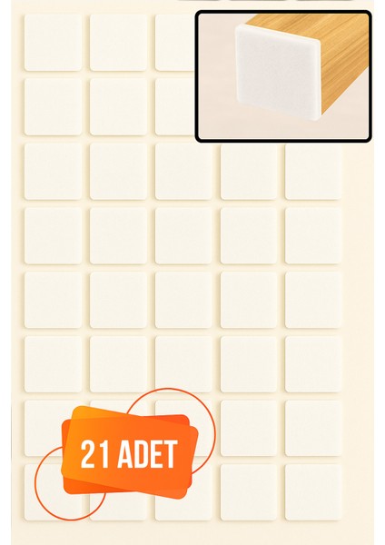 Yapışkanlı Mobilya Masa Sandalye Parke Zemin Ayak Koruyucu Kaydırmaz Keçesi 30 mm (21 Adet)