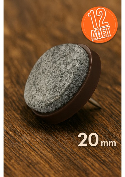20 mm Keçeli Poligrit Zemin Koruyucu Sandalye ve Masa Ayağı Için Sessiz Mobilya Pabucu (12 Adet)