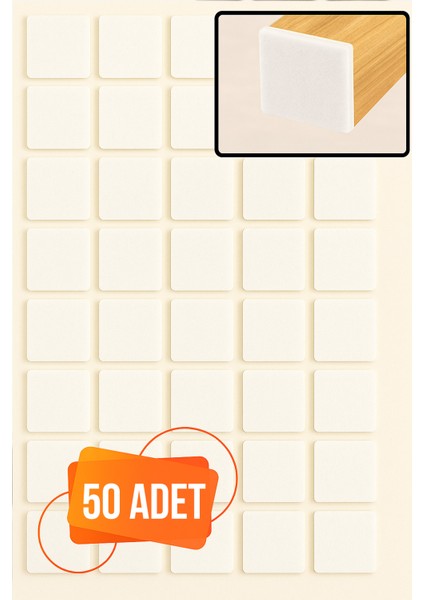 Yapışkanlı Mobilya Masa Sandalye Parke Zemin Ayak Koruyucu Kaydırmaz Keçesi 20 mm (50 Adet)