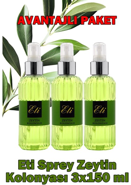 Asfstore Eti Sprey Zeytin Kolonyası 150 ml 3 Adet
