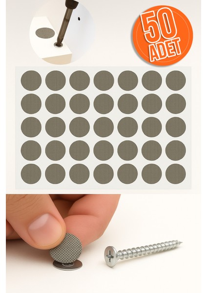 Yapışkanlı Yapıştırma Vida Tapası Tıpası Koton Latte Vida Kapatıcı Kapağı (50 Adet)