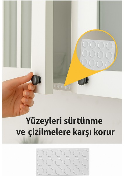 48’li 18MM Yapışkanlı Şeffaf Silikon Ses Stoperi, Dolap Çekmece Tamponu Kaydırmaz Cam Masa Altlığı modelleri