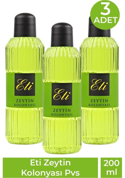 Asfstore Eti Zeytin Kolonyası Pvc 200 ml 3 Adet