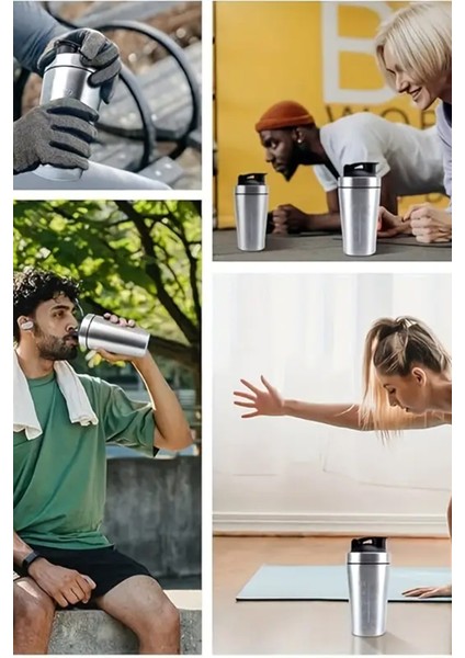 Çelik Shaker Sporcu Suluğu Protein Shaker ve Smoothie Matarası