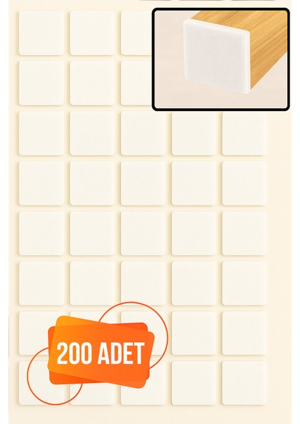 Yapışkanlı Mobilya Masa Sandalye Parke Zemin Ayak Koruyucu Kaydırmaz Keçesi 20 mm (200 Adet)