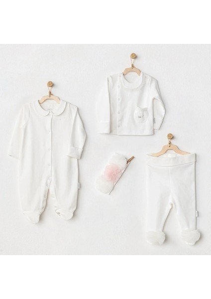 Petit Love Newborn Tüllü 4 Parça Set Ekru