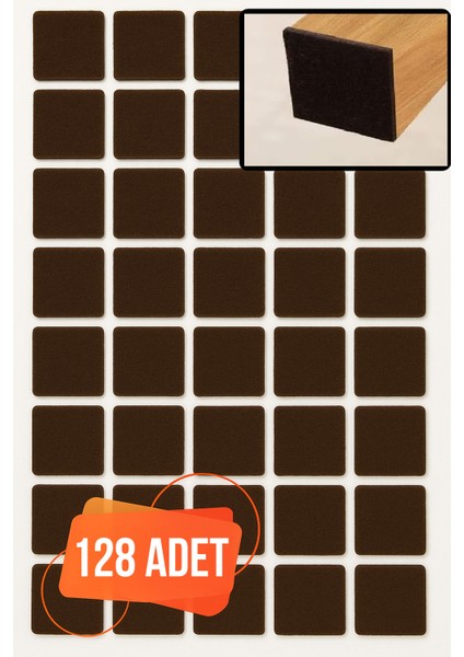 Yapışkanlı Mobilya Masa Sandalye Parke Zemin Ayak Koruyucu Kaydırmaz Keçesi 25 mm (128 Adet)